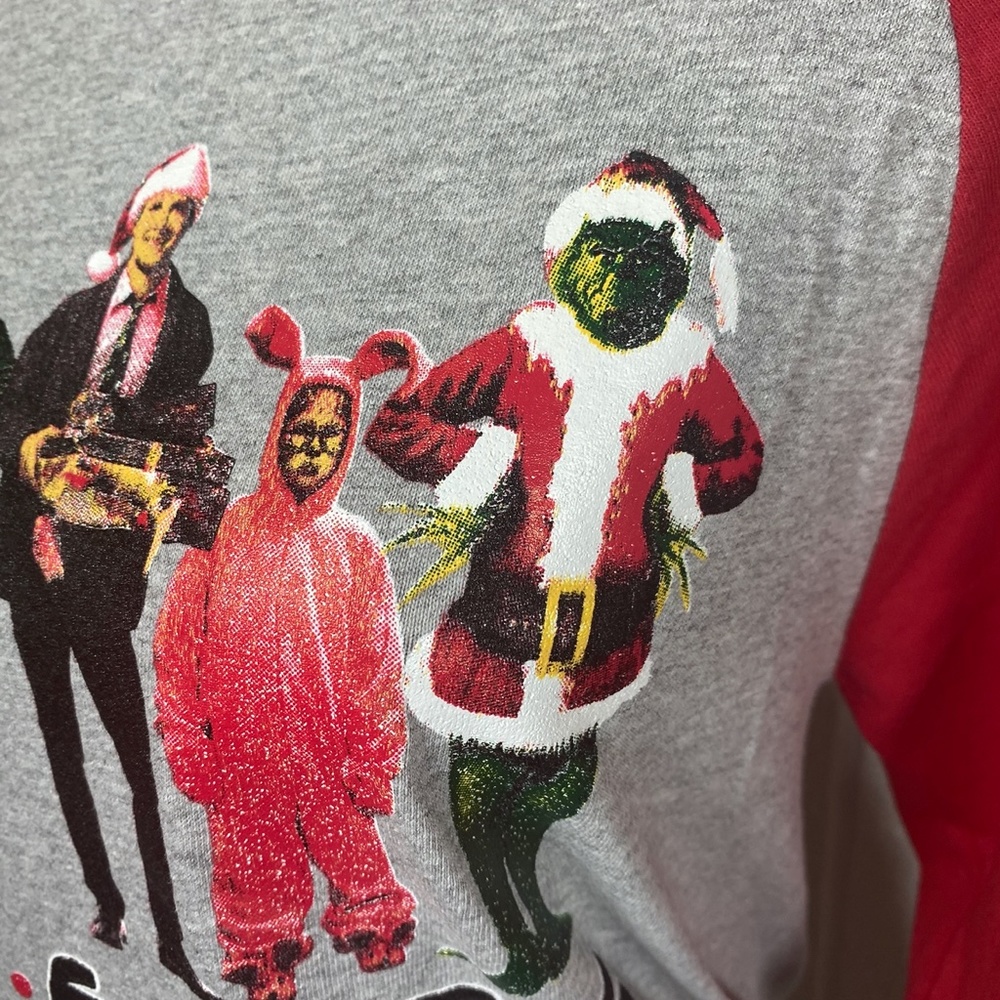 Friends Christmas Movies Themed Holiday Baseball Raglan T-shirt - Picture 9 of 13